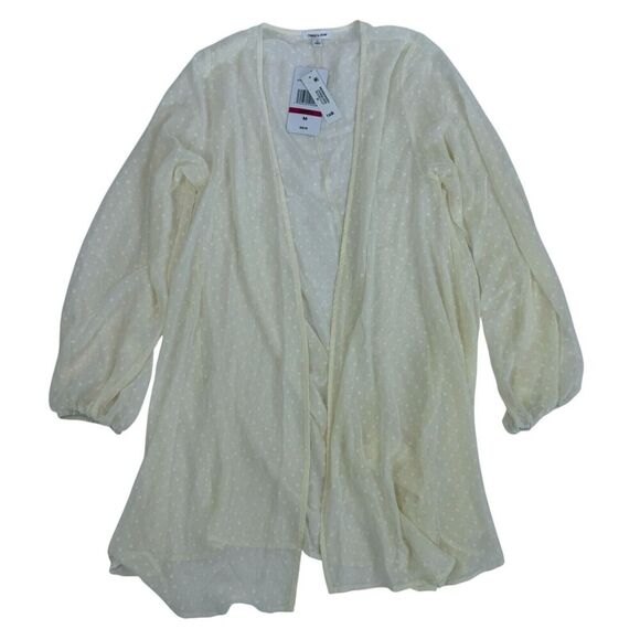 NWT Thread & Clover Cream Swiss Dot Swing Duster Cardigan Sheer Sz M Long Sleeve - Picture 1 of 13